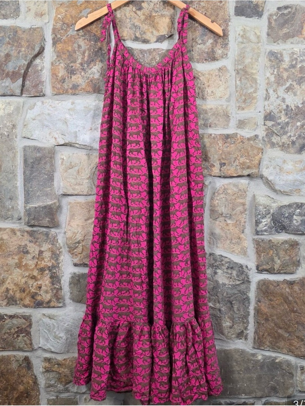 Emerson Fry India Collection Yarrow Leopard Cheetah Block Print Maxi Sun Dress
